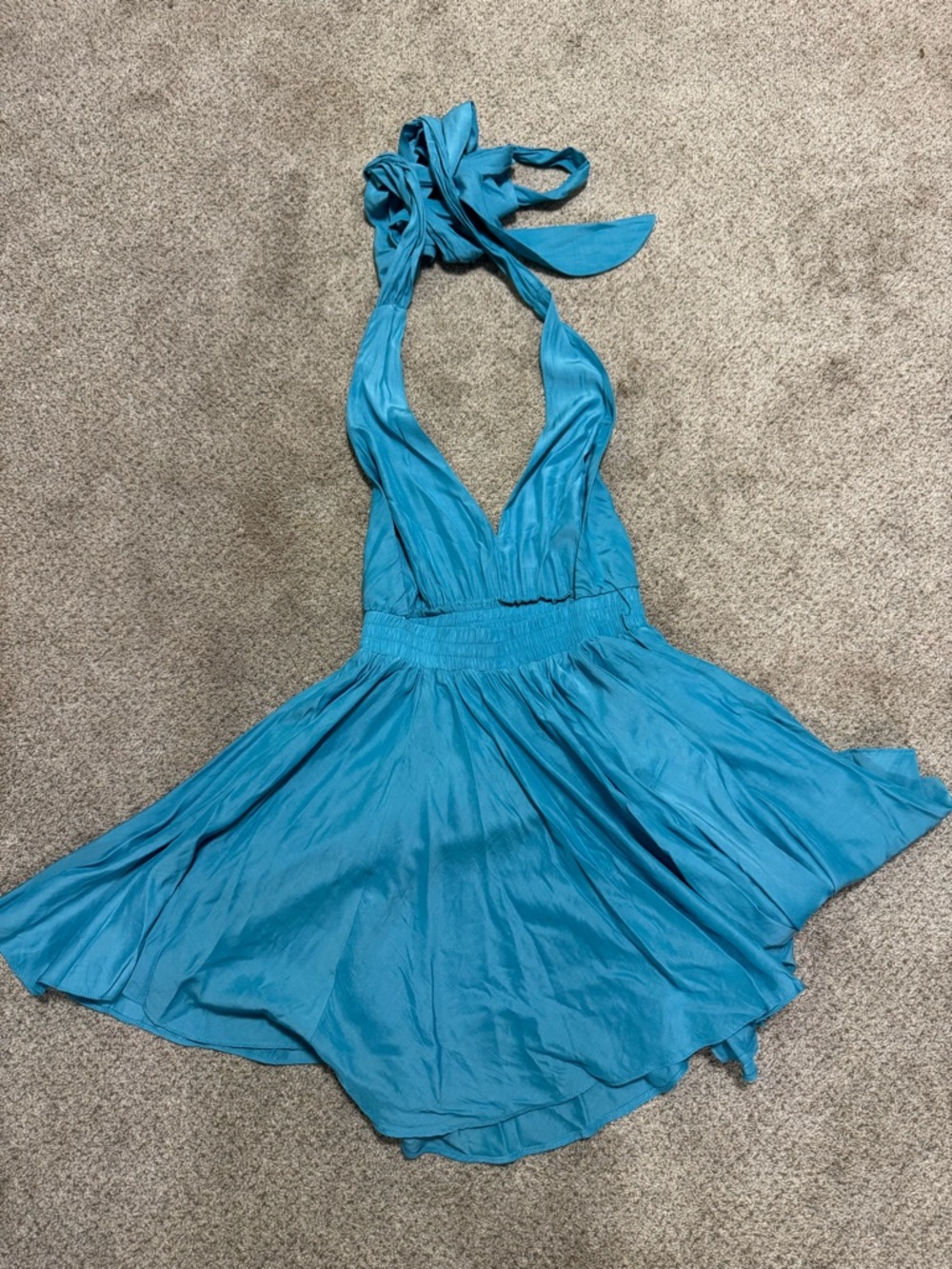 Do + Be y2k Teal Halter flowy Skater Dress